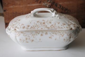 catalog photo of antique French ironstone tureen or covered dish, 1880s patent date vintage Lilly T&V France