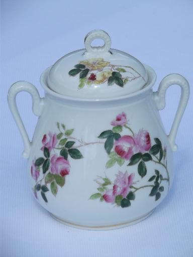 photo of antique French painted porcelain sugar cube or biscuit jar, Depose France #1