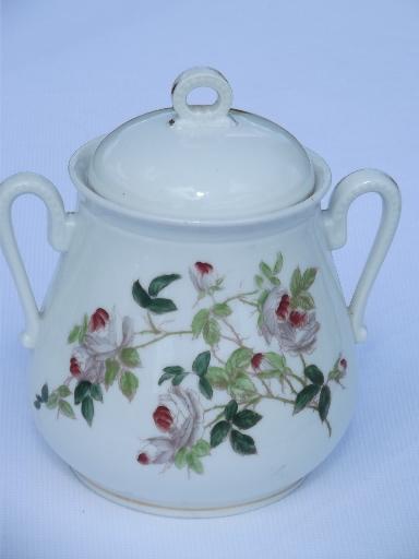 photo of antique French painted porcelain sugar cube or biscuit jar, Depose France #2