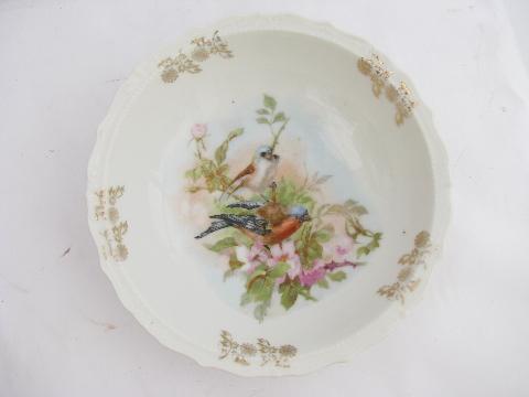 photo of antique German china bowl w/ birds in a flowering tree, vintage Germany mark #1