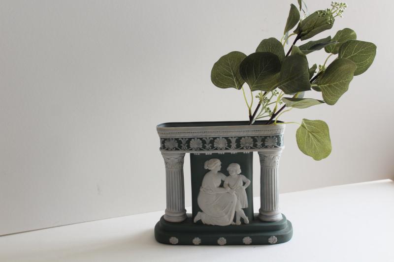 photo of antique German jasperware three part vase Greek or Roman columns Schafer Vater #2