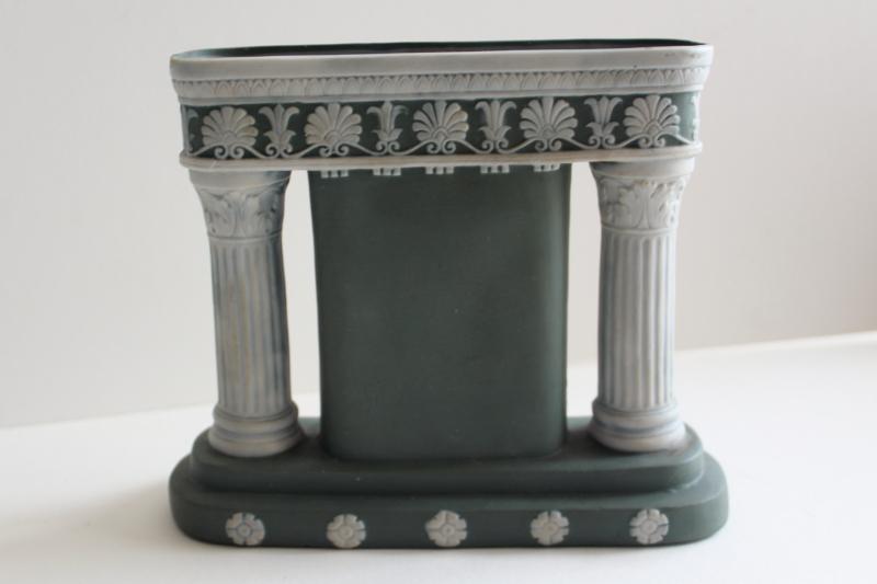 photo of antique German jasperware three part vase Greek or Roman columns Schafer Vater #5