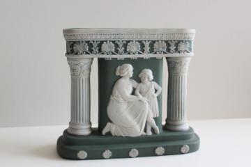 catalog photo of antique German jasperware three part vase Greek or Roman columns Schafer Vater