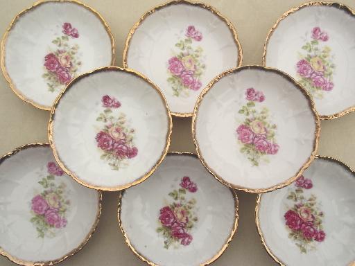 photo of antique German porcelain fruit bowls, vintage roses pattern china Made in Germany #1