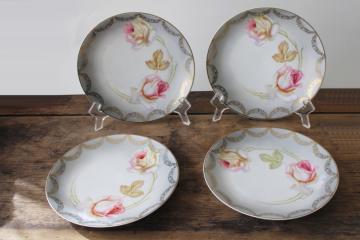 catalog photo of antique German porcelain plates w/ hand painted roses PV Kloster Vessra monastery