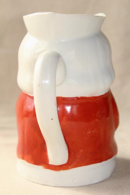 photo of antique Germany china grumpy face Toby pitcher milk jug, early 1900s vintage German mark #6