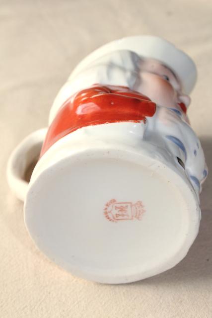 photo of antique Germany china grumpy face Toby pitcher milk jug, early 1900s vintage German mark #9