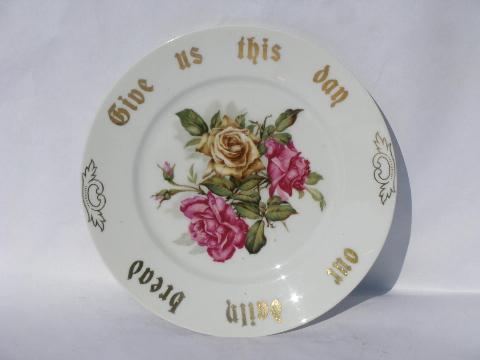 photo of antique Germany china motto plate, Give Us This Day Our Daily Bread #1