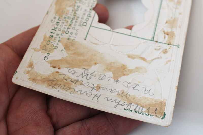 photo of antique Germany paper postcard w/ cutout, vintage ephemera Civil War commemoration red & blue ribbon print #4