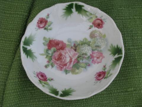 photo of antique Germany porcelain fruit bowls, roses and hydrangeas floral china #2