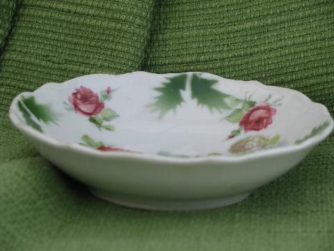 photo of antique Germany porcelain fruit bowls, roses and hydrangeas floral china #3