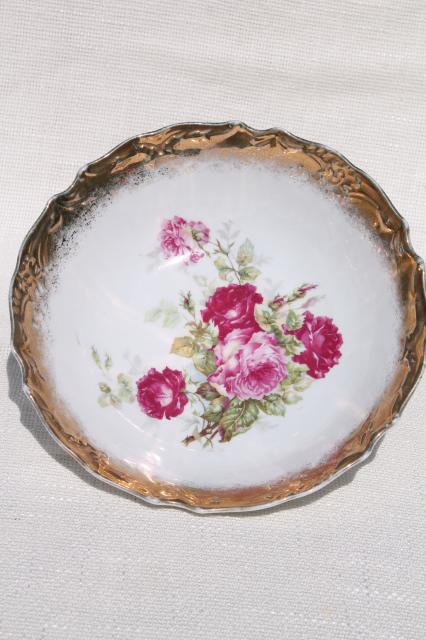 photo of antique Germany rose painted china fruit salad bowls, berry set or dessert dishes #4