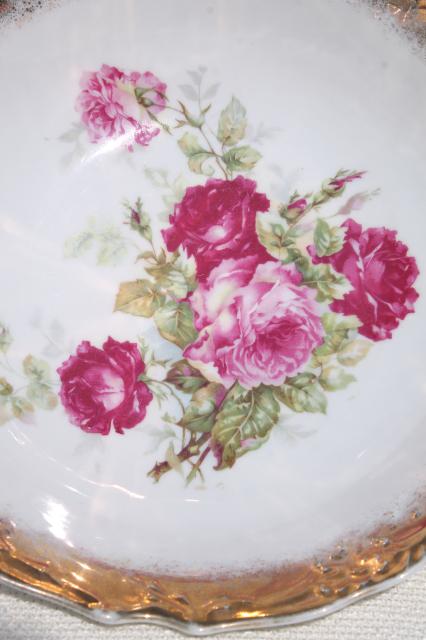 photo of antique Germany rose painted china fruit salad bowls, berry set or dessert dishes #5