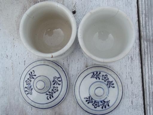 photo of antique Ginger and Cloves spice jar canisters, blue and white Germany china #3