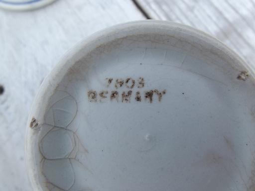 photo of antique Ginger and Cloves spice jar canisters, blue and white Germany china #6