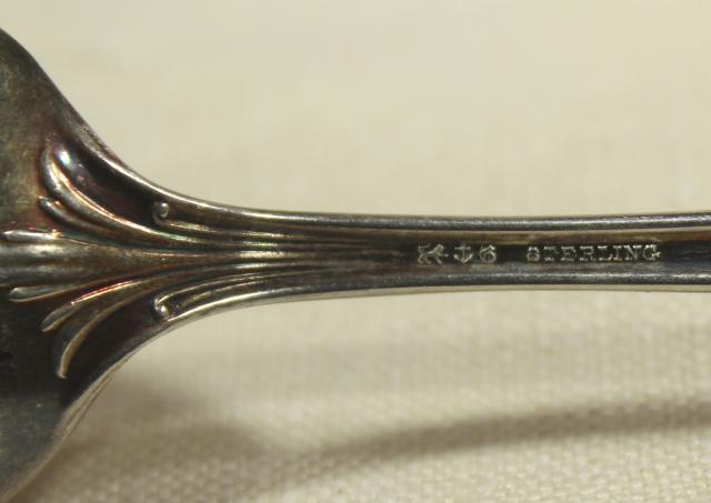 photo of antique Gorham sterling silver teaspoons fleur de lis floral, old lion anchor hallmarks #8