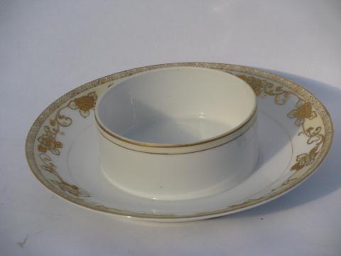 photo of antique Hand Painted Nippon mark, early 1900s vintage china server w/ gold moriage #1