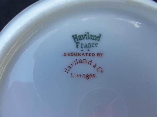 photo of antique Haviland Limoges china bowls, sprigged border of tiny red flowers #5