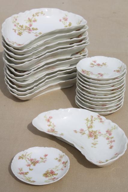 photo of antique Haviland Limoges china butter pats & crescent shape side plates plates for 12 #1