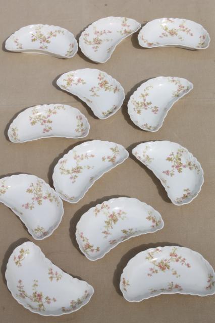 photo of antique Haviland Limoges china butter pats & crescent shape side plates plates for 12 #5