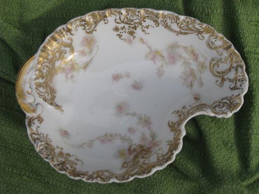 photo of antique Haviland Limoges china crescent side plates, salad or bone dishes #2