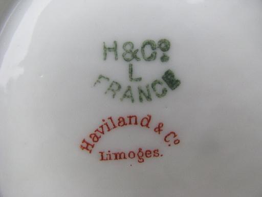 photo of antique Haviland Limoges china crescent side plates, salad or bone dishes #4