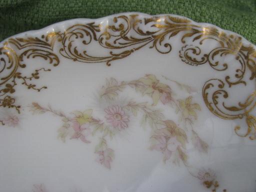 photo of antique Haviland Limoges china crescent side plates, salad or bone dishes #5