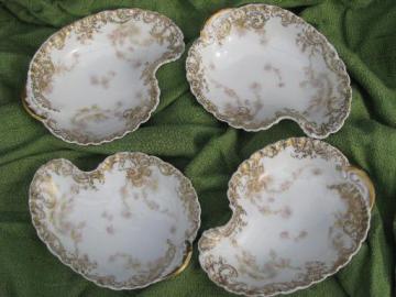 catalog photo of antique Haviland Limoges china crescent side plates, salad or bone dishes