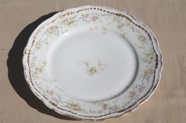 photo of antique Haviland Limoges china dinner or luncheon plates for 12 pink daisy marguerite floral #4