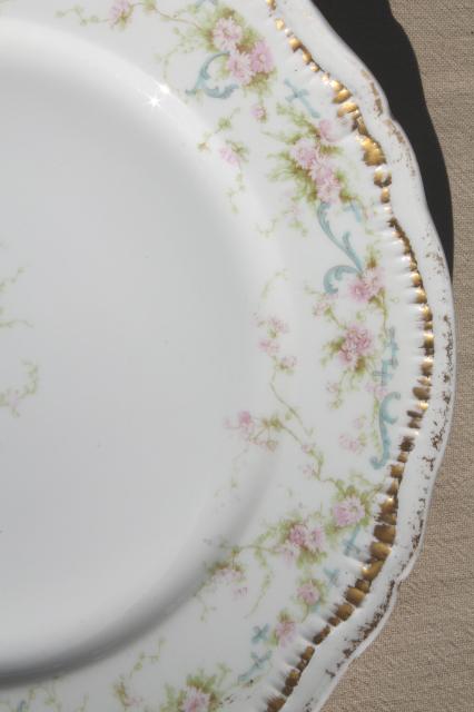 photo of antique Haviland Limoges china dinner or luncheon plates for 12 pink daisy marguerite floral #5