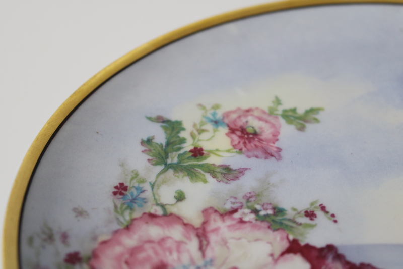 photo of antique Haviland Limoges china plate hand painted poppies floral early 1900s vintage #3