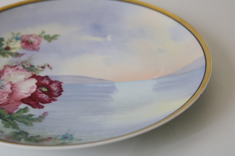 photo of antique Haviland Limoges china plate hand painted poppies floral early 1900s vintage #4