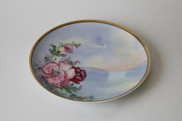 catalog photo of antique Haviland Limoges china plate hand painted poppies floral early 1900s vintage