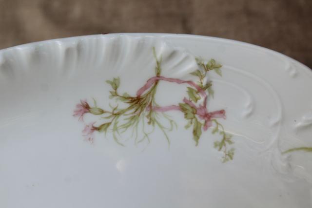 photo of antique Haviland Limoges china platter or tray, pink flowers & lily of the valley #5