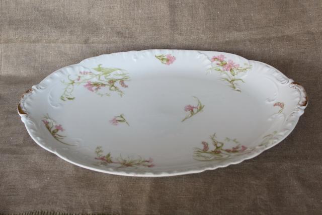 photo of antique Haviland Limoges china platter or tray, pink flowers & lily of the valley #9