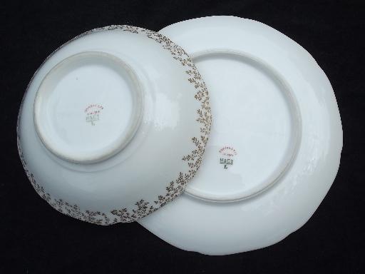 photo of antique Haviland Limoges china sauce or mayonnaise set, pink shaded gold #4