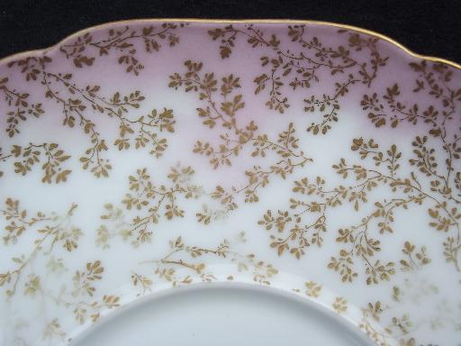 photo of antique Haviland Limoges china sauce or mayonnaise set, pink shaded gold #5