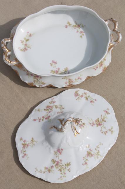 photo of antique Haviland Limoges china serving pieces, tureen, covered bowl, platter etc. #3
