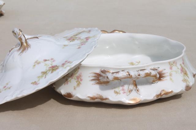 photo of antique Haviland Limoges china serving pieces, tureen, covered bowl, platter etc. #5