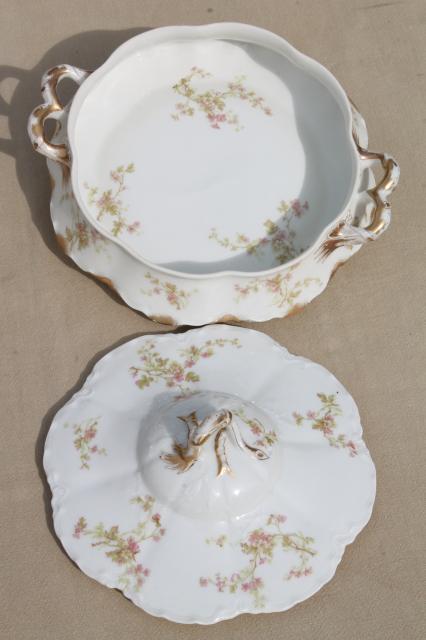 photo of antique Haviland Limoges china serving pieces, tureen, covered bowl, platter etc. #6