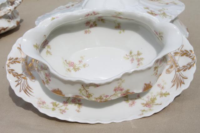 photo of antique Haviland Limoges china serving pieces, tureen, covered bowl, platter etc. #15