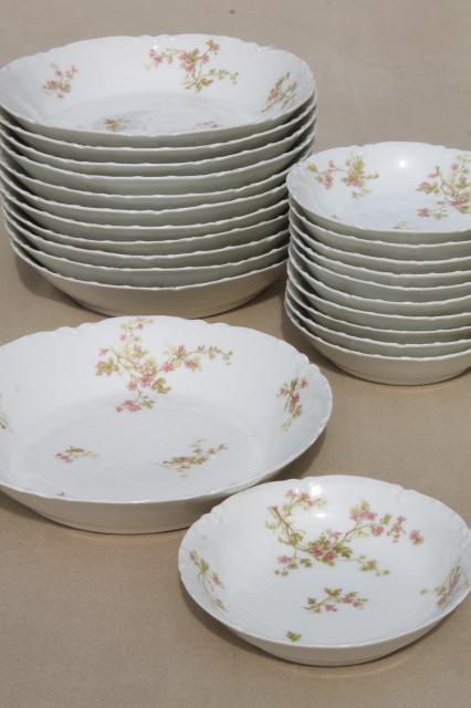 photo of antique Haviland Limoges china soup bowls & dessert bowl fruit / sauce dishes #1