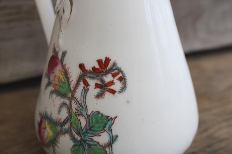 photo of antique Haviland moss rose pattern pitcher, large creamer w/ embossed rope knot shape #7