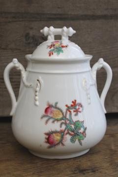 catalog photo of antique Haviland moss rose pattern tray or serving plate, embossed rope knot shape