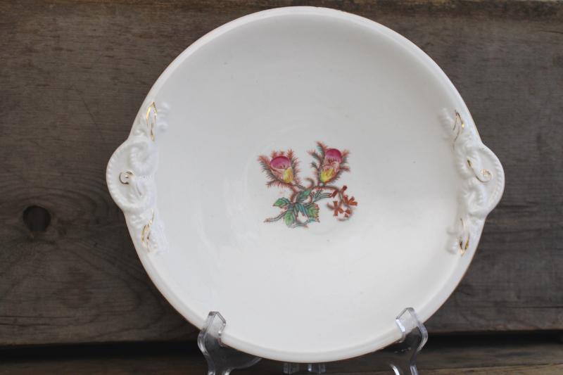 photo of antique Haviland moss rose pattern tray or serving plate, embossed rope knot shape #1