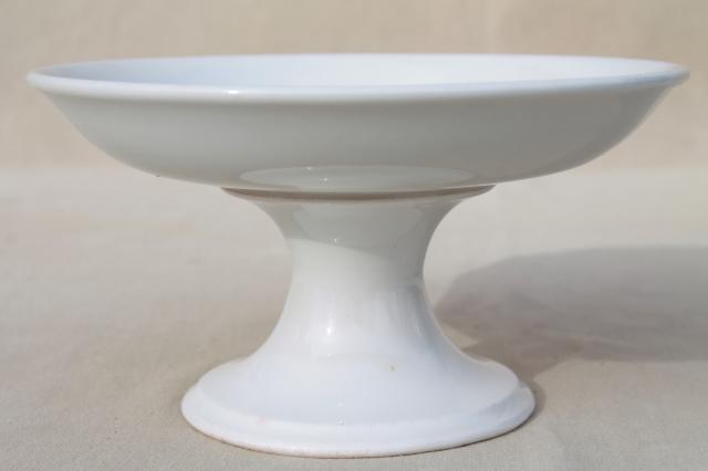 photo of antique Homer Laughlin china compote bowl w/ cherries, white ironstone semi porcelain #3