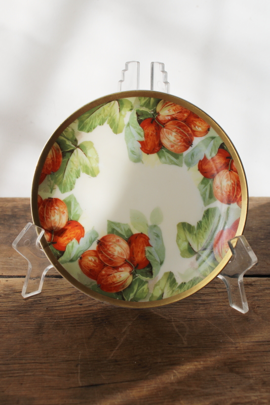 photo of antique Imperial Empire Austria porcelain plate, factory hand painted design red currants or gooseberries  #1