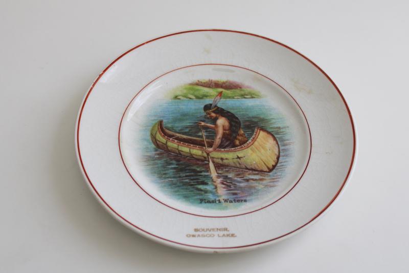 photo of antique Indian maiden china plate, Owasco Lake Finger lakes New York souvenir #1