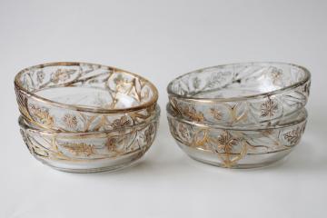 catalog photo of antique Indiana glass #151 berry bowls gold flowers & leaves, early 1900s EAPG