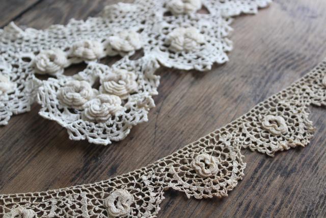 photo of antique Irish crochet lace sewing trims, dress collars & lace edgings early 1900s vintage #3